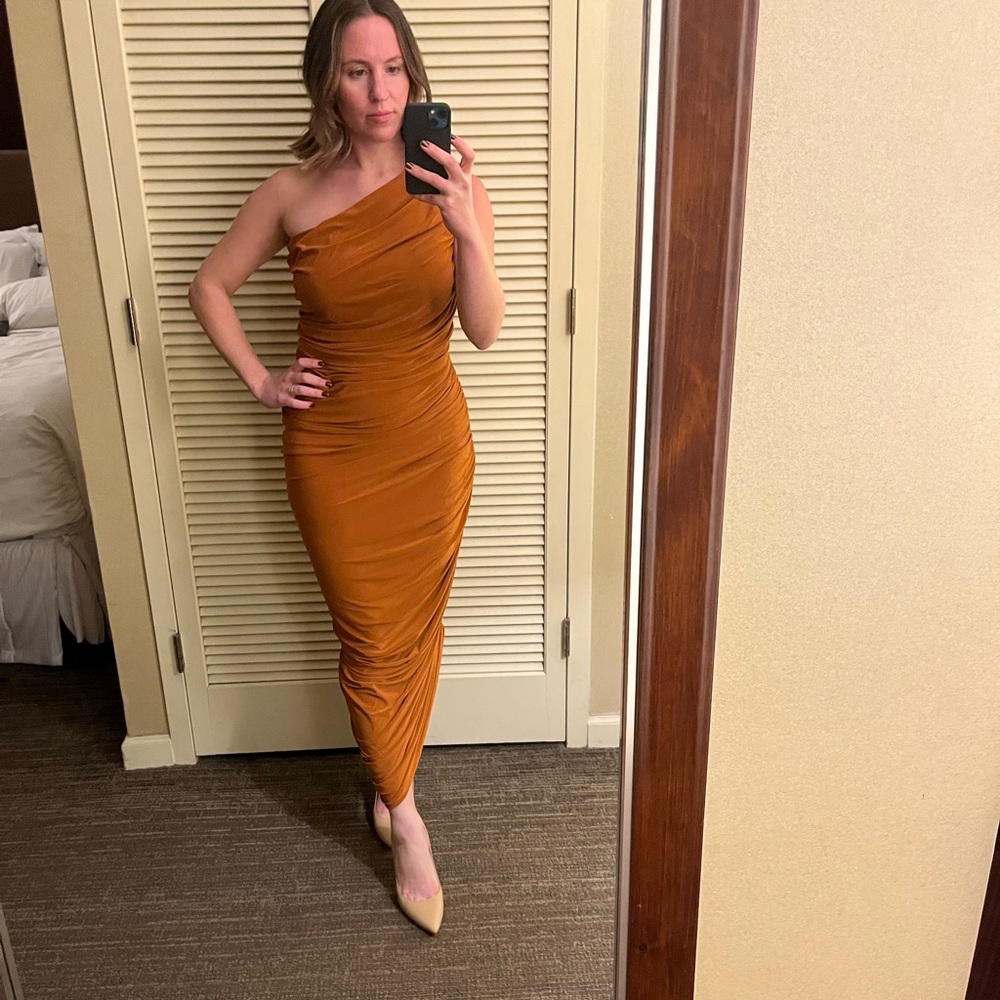 Norma Kamali Bronze Diana Gown